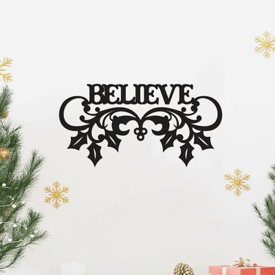Believe Com Ramos 40cmx20cm - Cria Arte Laser Preto
