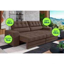 Sofá Oscar Plus 2,06m Retrátil/reclinável Suede Marrom - Xflex
