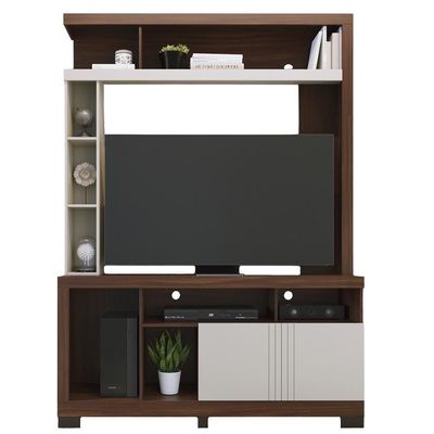 Estante Painel Para Tv 50 Pol 136cm Efraim C04 Nogueira Real Off White Matte - Lyam Decor