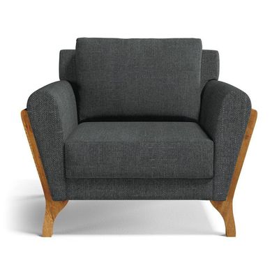 Kit 2 Poltronas Sabrina De Madeira Maciça Com Almofada Linho Chumbo 406