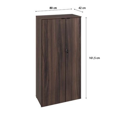 Armário Alto Fechado Com 02 Portas 161,5x80x42cm Wlaf80 Nogal - Preto