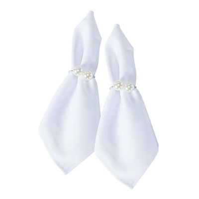 Kit Anel Para Guardanapos Pérola Duplo Grande 4cm X 3cm Argola - Prata