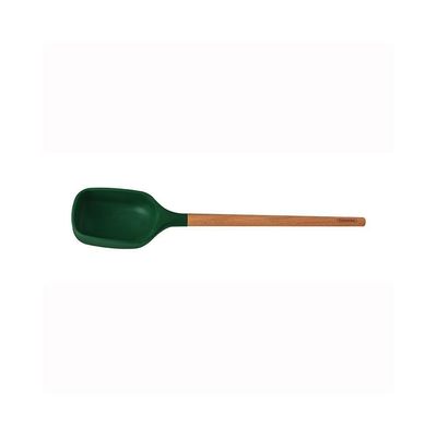 Colher De Servir Live Em Silicone Verde Com Cabo De Madeira Tramontina