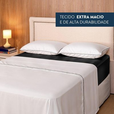 Jogo De Lençol Queen Linea Micropercal 200 Fios 4 Peças - Preto