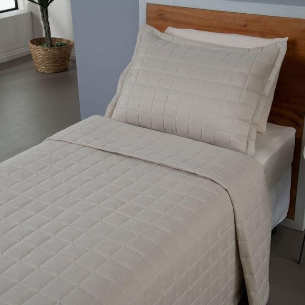 Kit Cobre Leito Matelado Dupla Face Soft 2 Peças Solteiro 100% Poliéster - Areia