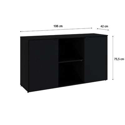 Armário Baixo Com 02 Portas E Nicho 75x135x42cm Wlab135 Preto ônix