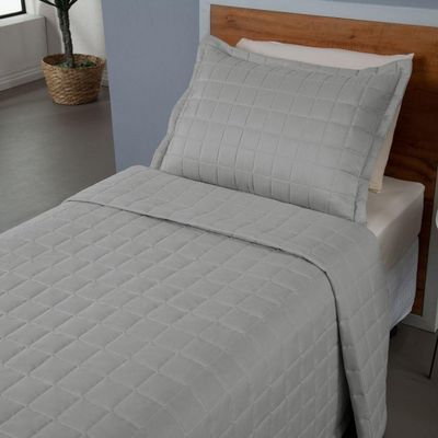 Kit Cobre Leito Matelado Dupla Face Soft 2 Peças Solteiro 100% Poliéster - Cinza