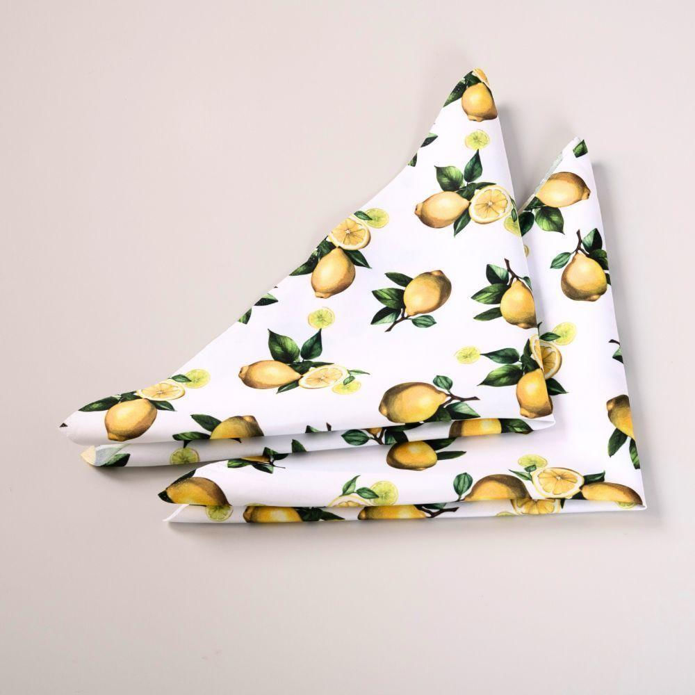 Kit 2 Guardanapos De Tecido Estampado Allegra 2 Peças 35cm X 35cm 100% Poliéster - Limão
