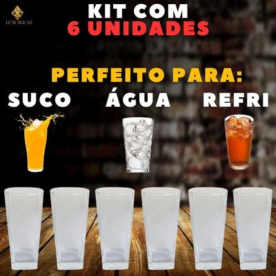Jogo De Copos Transparentes 320ml 6 Unidades Com Design Sofisticado