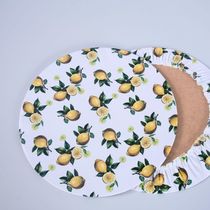 Sousplat Estampado Allegra 2 Peças Capa E Base Mdf 35cm Diâmetro 100% Poliéster - Limão