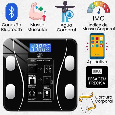 Balança Corporal Digital Bioimpedância Ideal Para Banheiro E Consultório