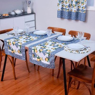 Caminho De Mesa Estampado Allegra 1 Peça 1,25m X 43cm 100% Poliéster - Limão