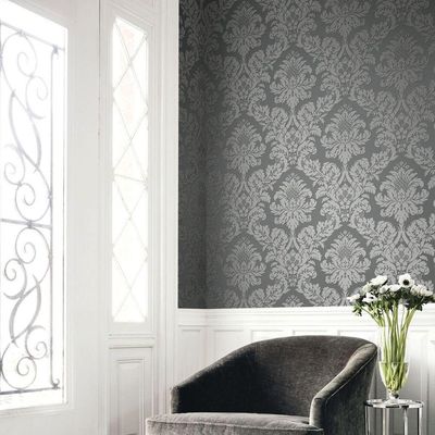 Papel De Parede Shimmer Damask Moderno Uk10435 - Rolo 10m X 0,52m
