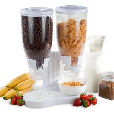 Dispenser De Cereais Duplo - Organize Grãos E Mantimentos Com Estilo Na Cozinha Ou Bancada!