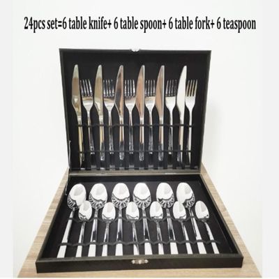 Faqueiro Inox Premier 24 Peças Com Baú Mdf Dcasa