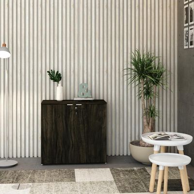 Armário Baixo Com 02 Portas 75x80x42cm Wlab80 Carvalho Dark Branco