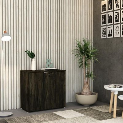 Armário Baixo Com 02 Portas 75x80x42cm Wlab80 Carvalho Dark Branco