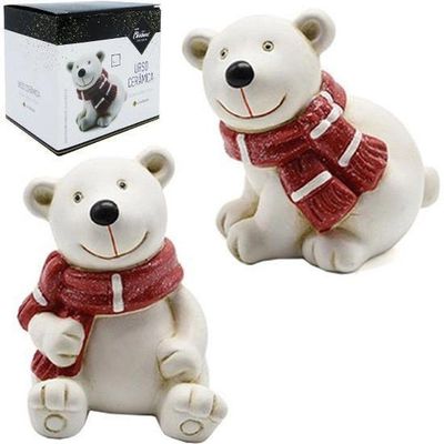 Enfeite Urso De Ceramica 12,3x11x9cm Na Caixa