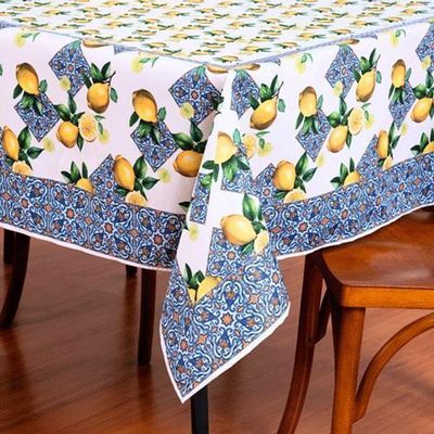Toalha De Mesa Estampada Allegra 1 Peça 6 Lugares 100% Poliéster - Limão