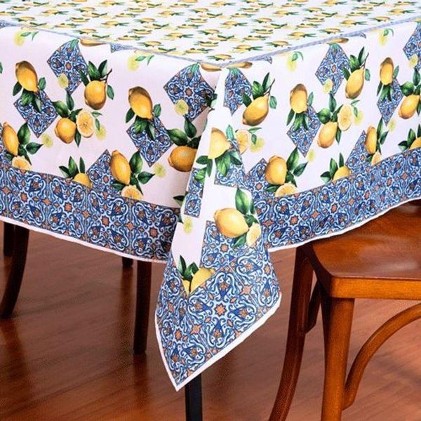 Toalha De Mesa Estampada Allegra 1 Peça 6 Lugares 100% Poliéster - Limão