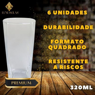 Conjunto Gourmet De Copos De Vidro 320ml 6 Peças Perfeito Para Todas As Ocasiões