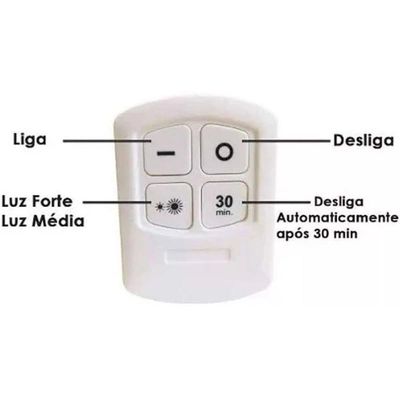 Kit 3 Lâmpadas Luminária Led Controle Sem Fio