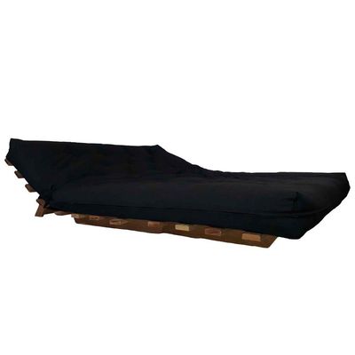 Sofa Cama Casal Futon Oriental Preto Com Madeira Preta