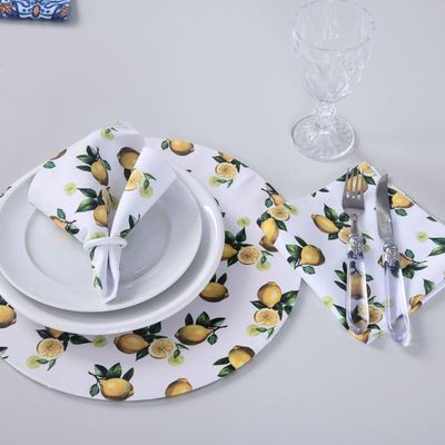 Kit 2 Guardanapos De Tecido Estampado Allegra 2 Peças 35cm X 35cm 100% Poliéster - Limão