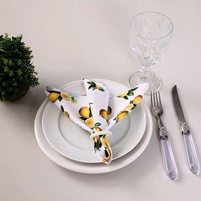 Kit 2 Guardanapos De Tecido Estampado Allegra 2 Peças 35cm X 35cm 100% Poliéster - Limão