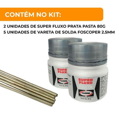 Kit 2 Fluxo De Solda Pasta Prata + 5 Varetas De Solda 1 Unidade