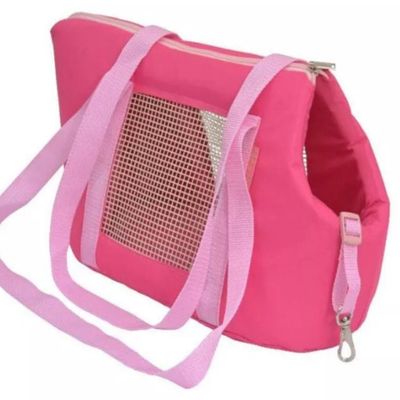 Bolsa De Ombro Transporte Pets Cães Gatos Confortável Segura Rosa