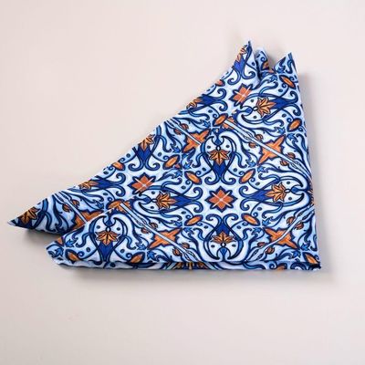 Kit 2 Guardanapos De Tecido Estampado Allegra 2 Peças 35cm X 35cm 100% Poliéster - Azulejo