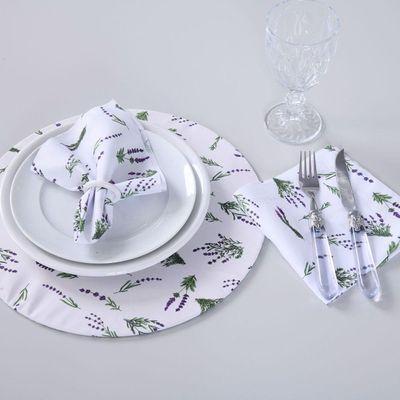 Kit 2 Guardanapos De Tecido Estampado Allegra 2 Peças 35cm X 35cm 100% Poliéster - Lavanda