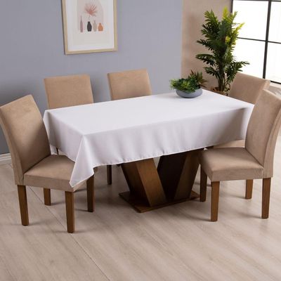 Toalha De Mesa Basic 1 Peça 2,50m X 1,40m 8 Lugares 100% Poliéster Tecido Oxford - Branco