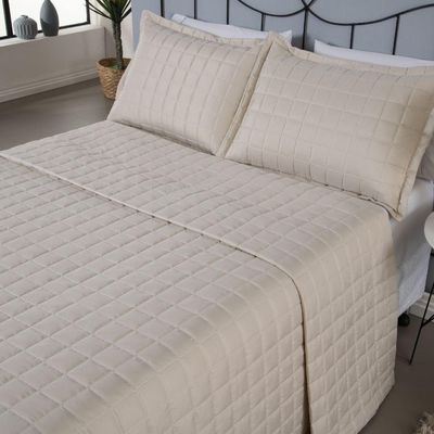 Kit Cobre Leito Matelado Dupla Face Soft 3 Peças Queen 100% Poliéster - Areia