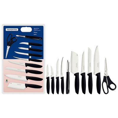 Jogo De Facas Plenus Com Laminas Em Aco Inox E Cabos De Polipropileno Preto 10 Pecas