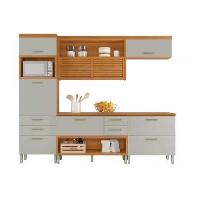 Kit Cozinha Modulada 4 Peças Princesa 1 Aéreo + 2 Balcões + 1 Paneleiro C6p59 Freijó Off White