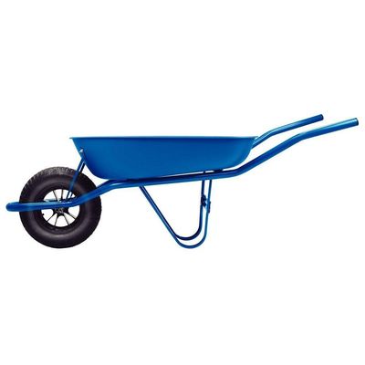 Carrinho De Mão Tramontina Com Caçamba Rasa Plástica Azul 50 L, Braço Metálico E Pneu Com Câmara