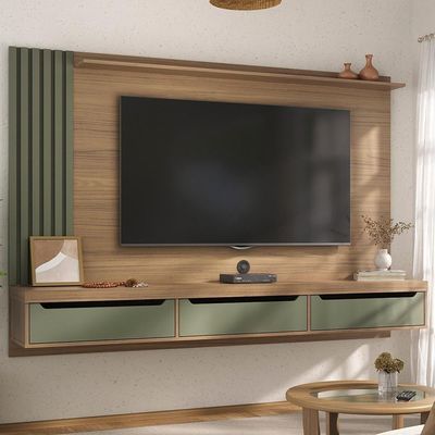 Painel Suspenso Tv 75 Pol 200 Cm 4584 Carvalho Menta Arly Carvalho Menta