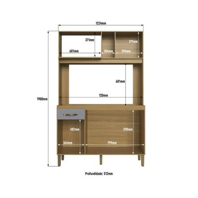 Cozinha Compacta 120cm 4 Portas E 1 Gaveta Co1202 Decibal Ipê Griseo