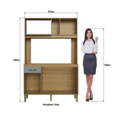 Cozinha Compacta 120cm 4 Portas E 1 Gaveta Co1202 Decibal Ipê Griseo