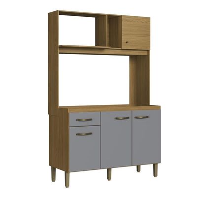 Cozinha Compacta 120cm 4 Portas E 1 Gaveta Co1202 Decibal Ipê Griseo