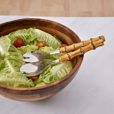 Kit 2 Peças Com Colher E Garfo Para Salada Bamboo Real Kenya