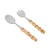 Kit 2 Peças Com Colher E Garfo Para Salada Bamboo Real Kenya