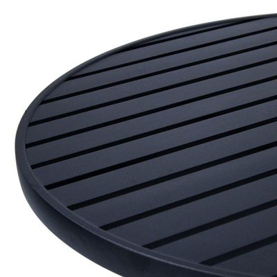 Jogo De Mesa Ripada 1,00m 4 Poltronas Amélia Corda Náutica Para Jantar Jardim Piscina Cinza