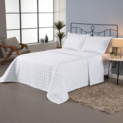 Kit Cobre Leito Matelado Dupla Face Soft 3 Peças Casal 100% Poliéster - Branco