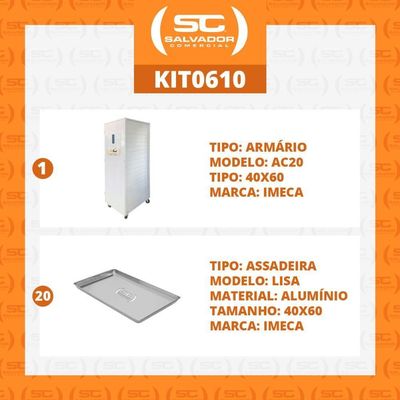Kit - Armário Crescimento 20 Níveis 60x40 Ac20 + 20 Assadeiras Forma Alumínio - Imeca
