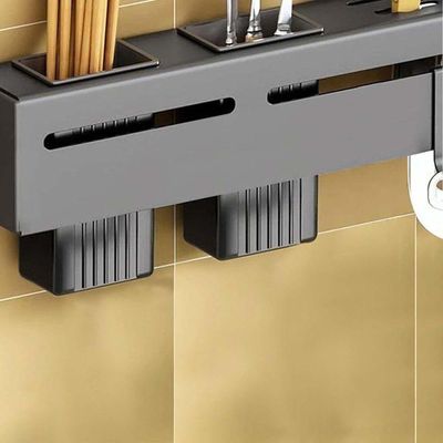 Suporte Organizador De Pendurar Utensílios Cozinha Metal Cinza