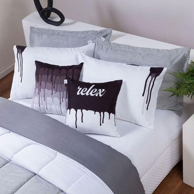 Kit Edredom Linho Colorido Casal Queen 7 Peças Cinza