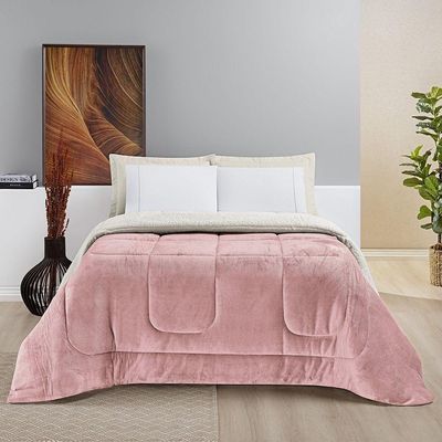 Coberdrom Sherpa E Flannel Everest King Manta Alta 150g 01 Peça - Rosa Secreto